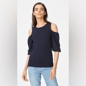 club monaco gracella cold shoulder sweater / size small / navy blue